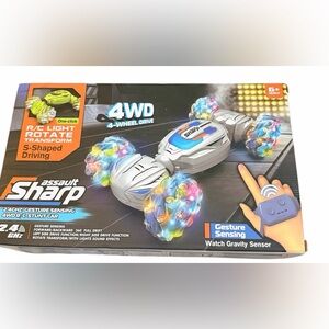 Sharp 4WD Gesture Sensing Stunt Car Silver with Multicolor LED Wheels New